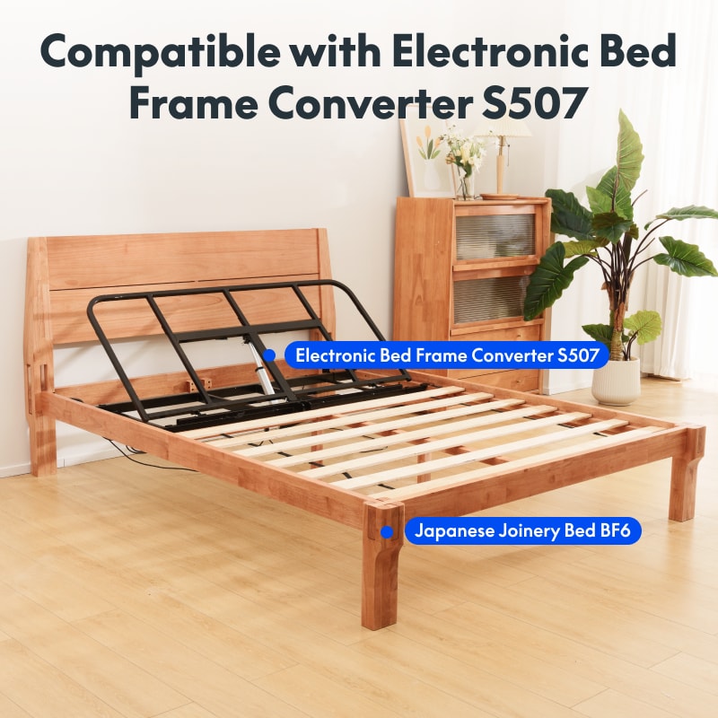 FlexiSpot Kana Japanese Joinery Bed with Headboard | Simple Design